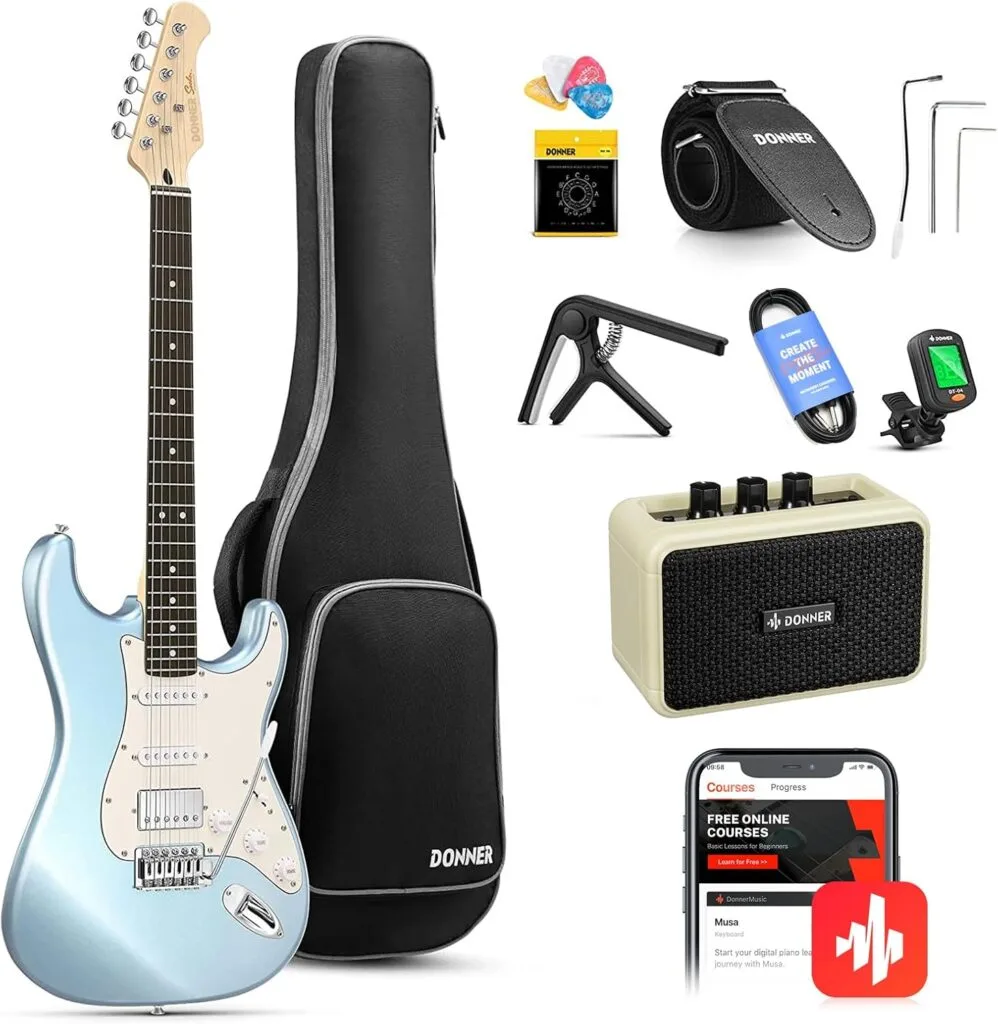 Guitarras eléctricas para principiantes: Kit de iniciación con guitarra eléctrica y amplificador